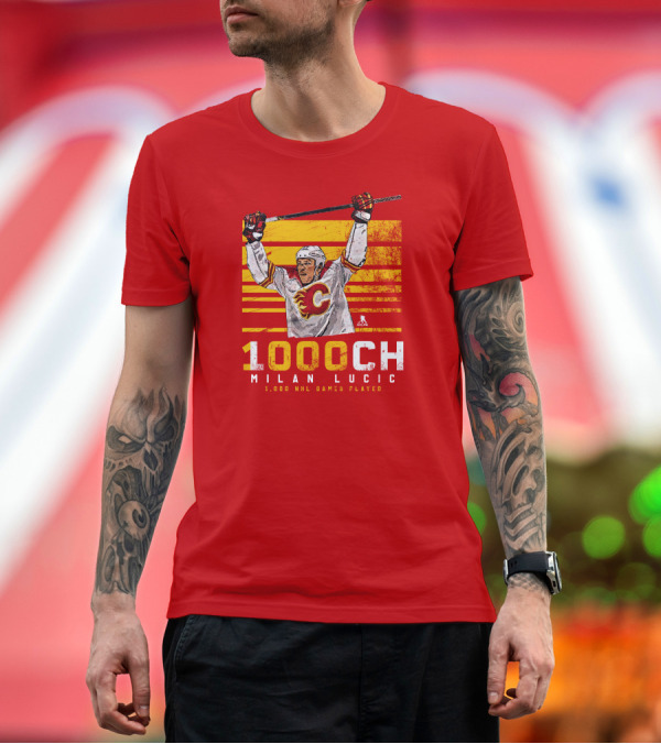 Premium T-Shirt: Milan Lucic 1000 NHL Games Played Calgary Flames T-Shirt Milan Lucic 1000 NHL Games Played Calgary Flames T-Shirt