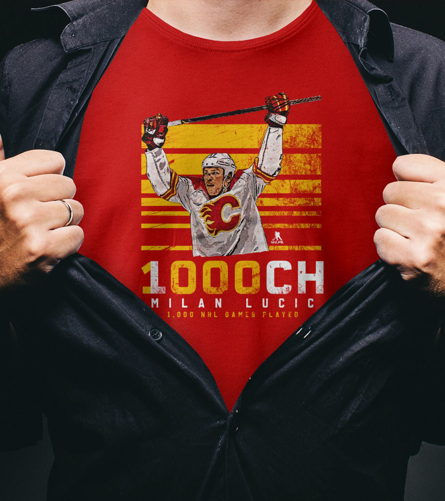 Milan Lucic 1000 NHL Games Played Calgary Flames T-Shirt