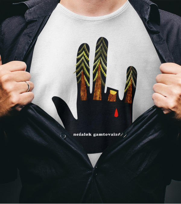 Nežalok Gamtovaizdžio Soviet Lithuanian Environmental Message Hand T-Shirt