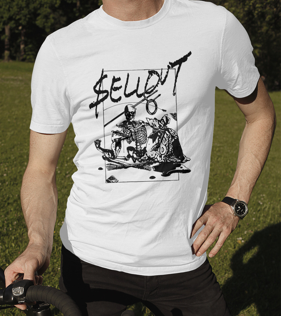 Sellout Skeleton With Money Bag And Dice T-Shirt