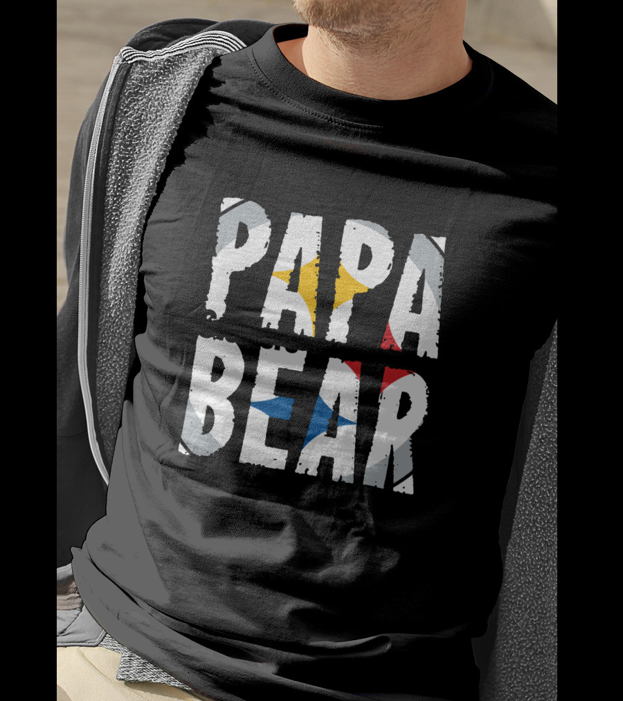 PAPA BEAR Vintage Color Block Gradient Pop T-Shirt