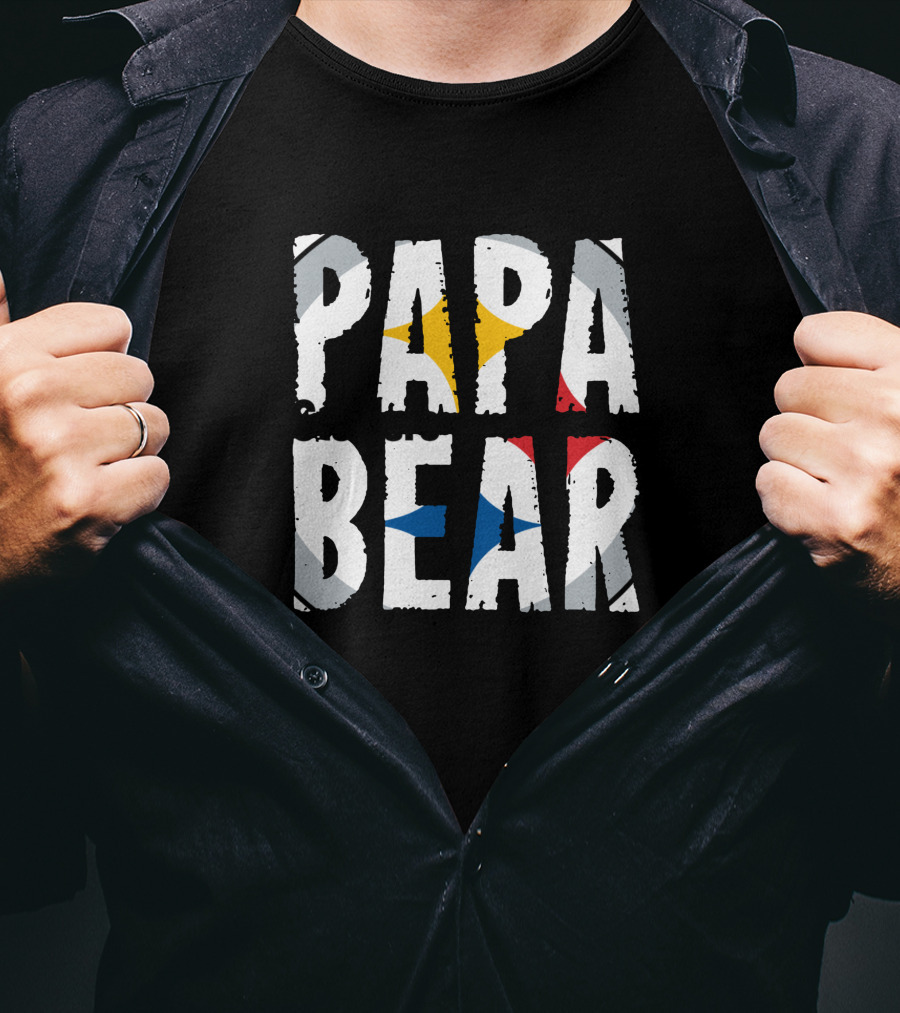 PAPA BEAR Vintage Color Block Gradient Pop T-Shirt