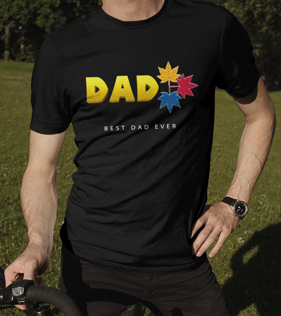 Best Dad Ever Colorful Maple Leaves T-Shirt