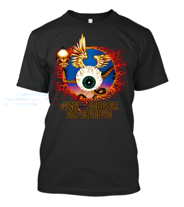 Jimi Hendrix Experience Psychedelic Skull And Eye Wings Flame T-Shirt