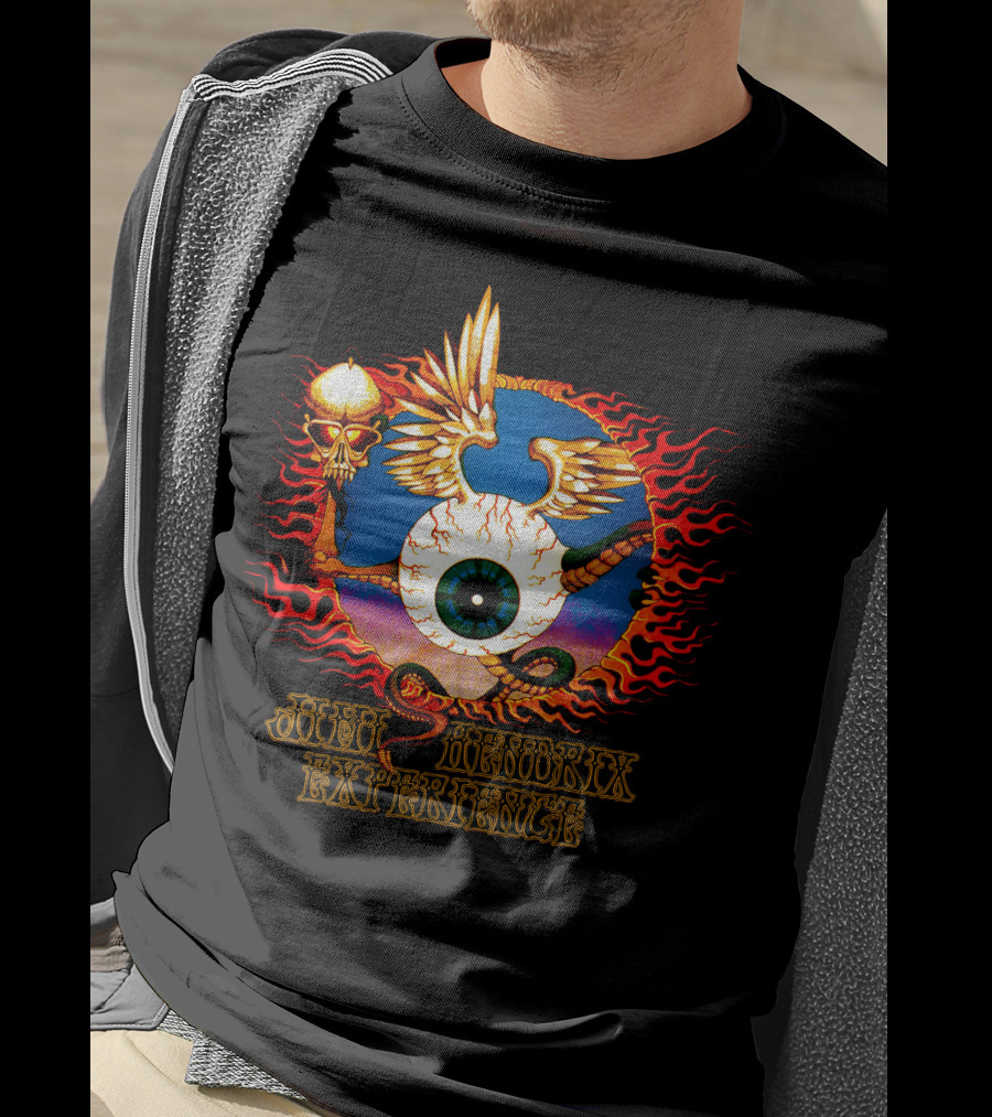 Jimi Hendrix Experience Psychedelic Skull And Eye Wings Flame T-Shirt