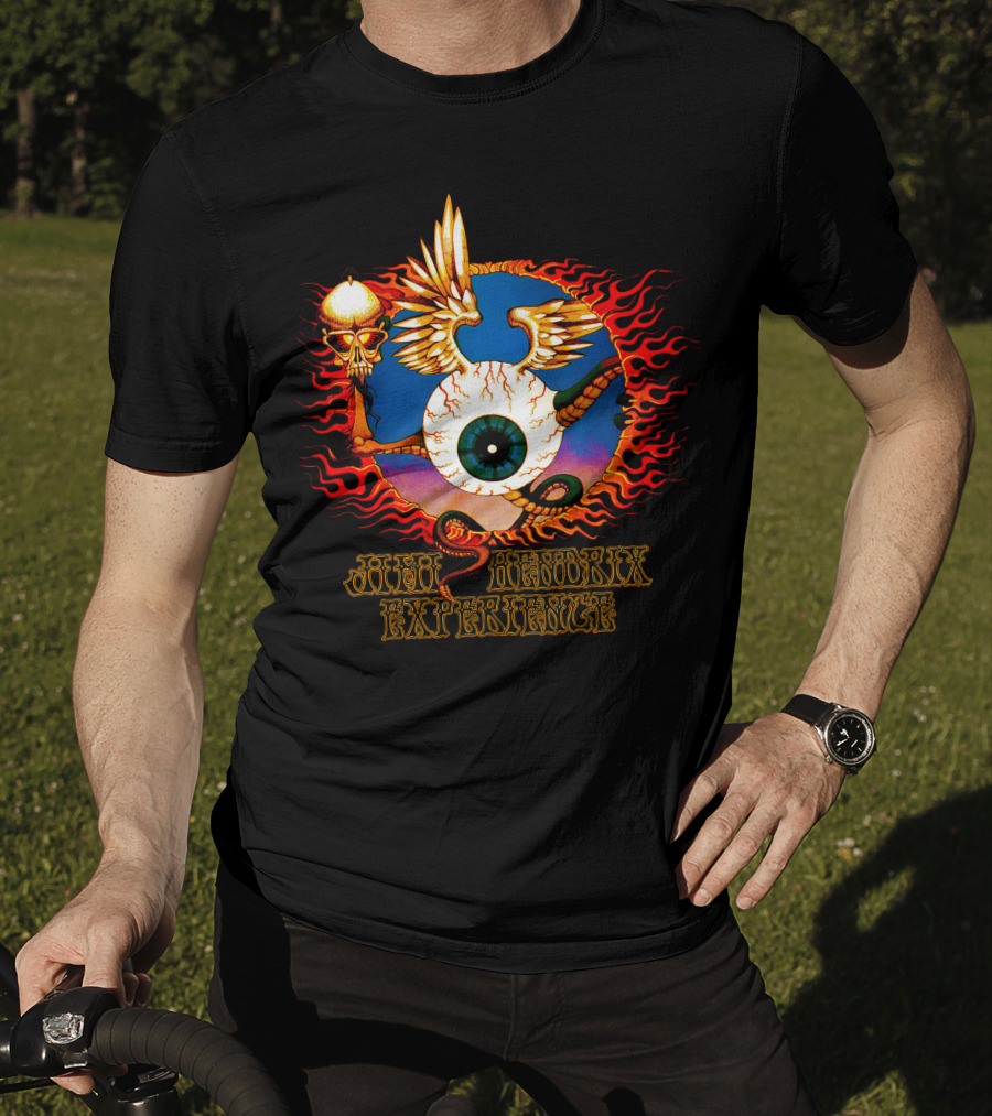 Jimi Hendrix Experience Psychedelic Skull And Eye Wings Flame T-Shirt