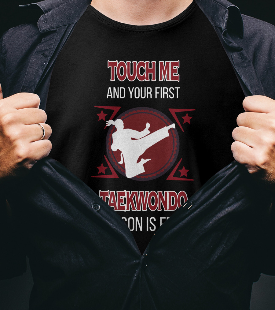 Touch ME Taekwondo Kicking Star Motif T-Shirt