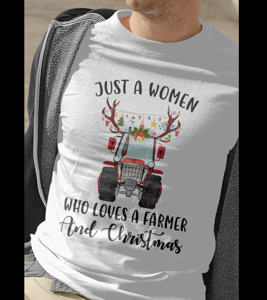 Loving Women Farmers With Christmas Spirit Tractor T-Shirt