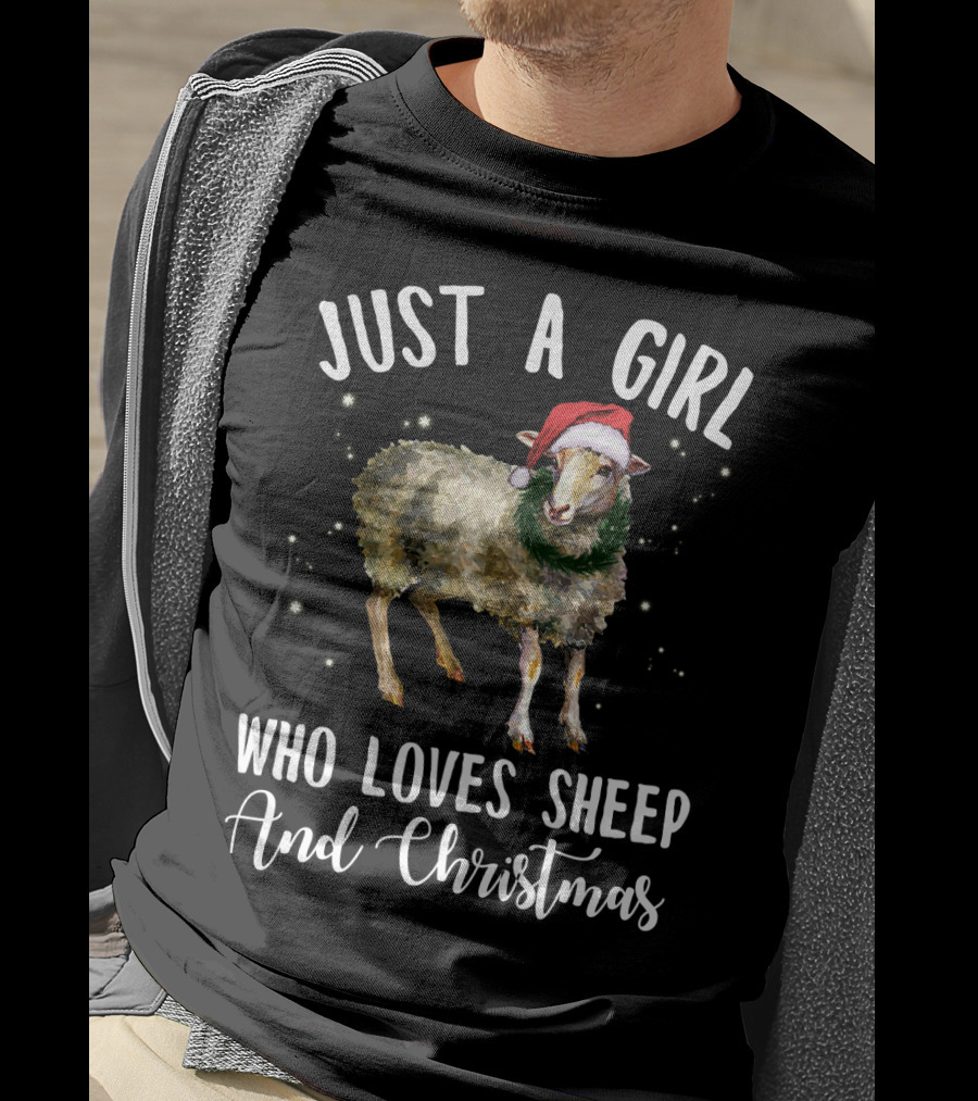 Just A Girl Who Loves Sheep And Christmas Holiday T-Shirt