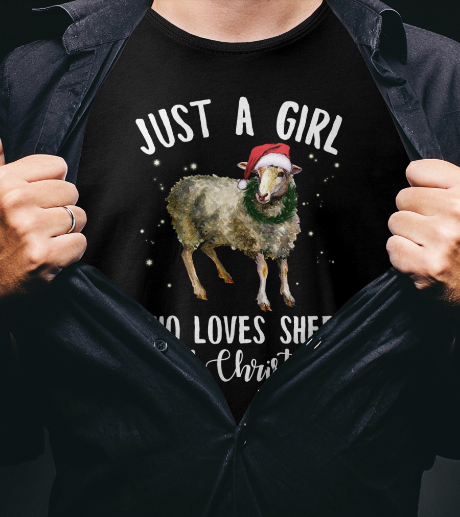 Just A Girl Who Loves Sheep And Christmas Holiday T-Shirt