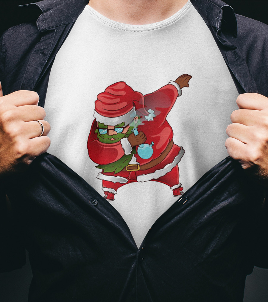 Cool Santa Style Merry Dab Christmas Smoking Fun T-Shirt