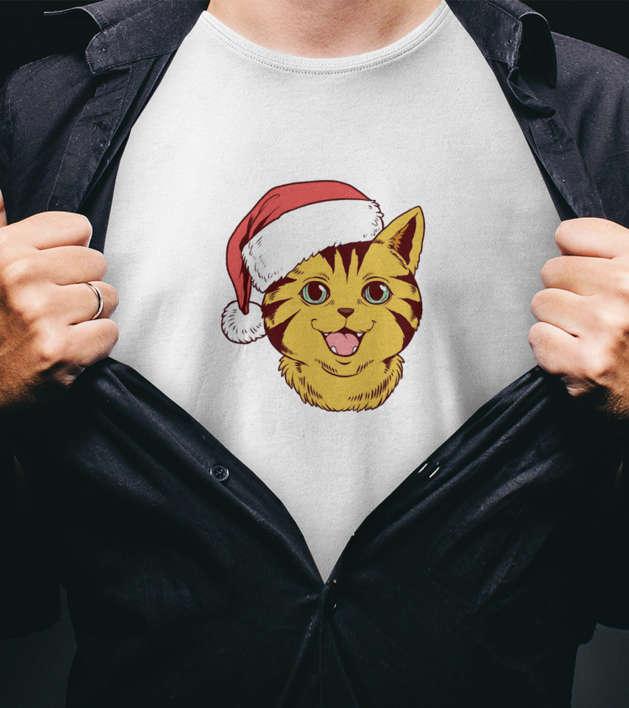 I'm Feline Festive Cat With Santa Hat T-Shirt