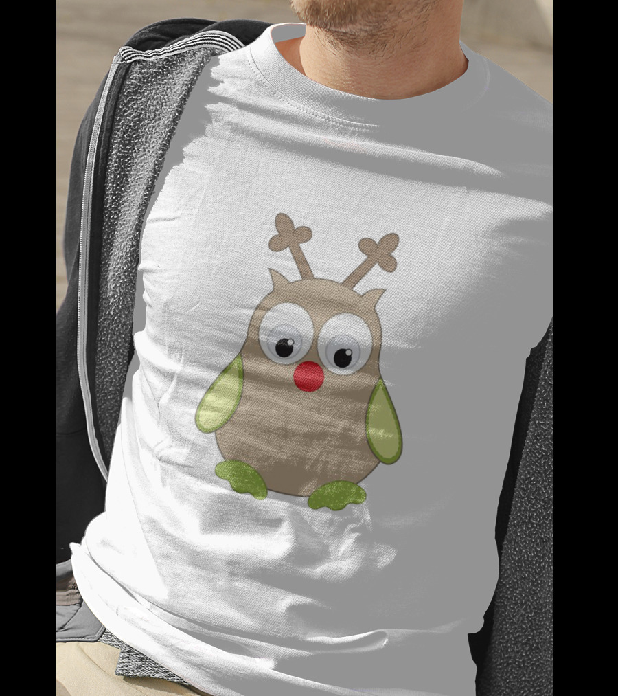 Owls With Reindeer Antlers And Red Nose Cute Holiday Critter T-Shirt