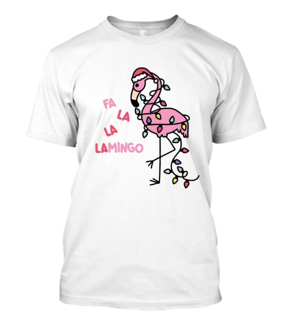 Fa La La Lamingo Christmas Flamingo Lights And Santa Hat Holiday T-Shirt