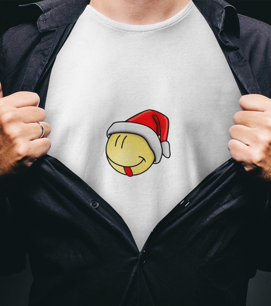 Christmas Smile Santa Hat Emoji T-Shirt