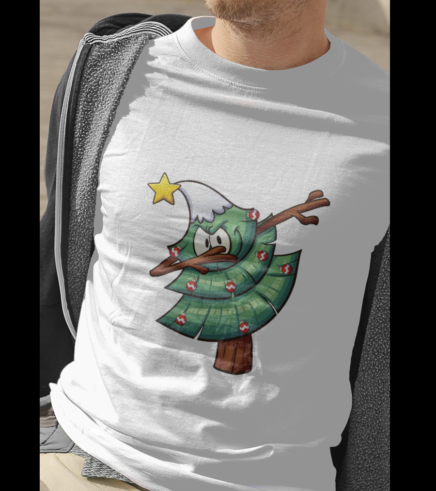 Christmas Tree Doing Dab Dance With Star And Decorations T-Shirt