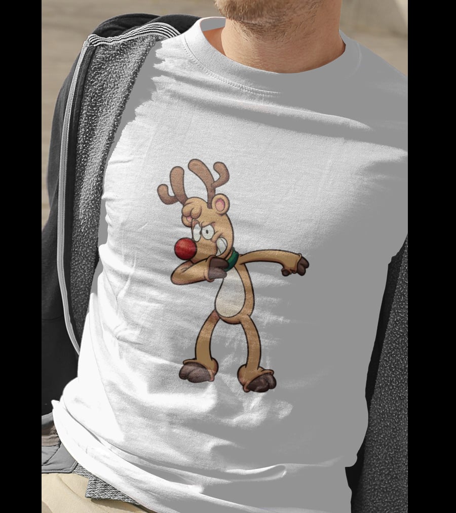 Rudolph Dabbing Reindeer Christmas Character With Red Nose T-Shirt