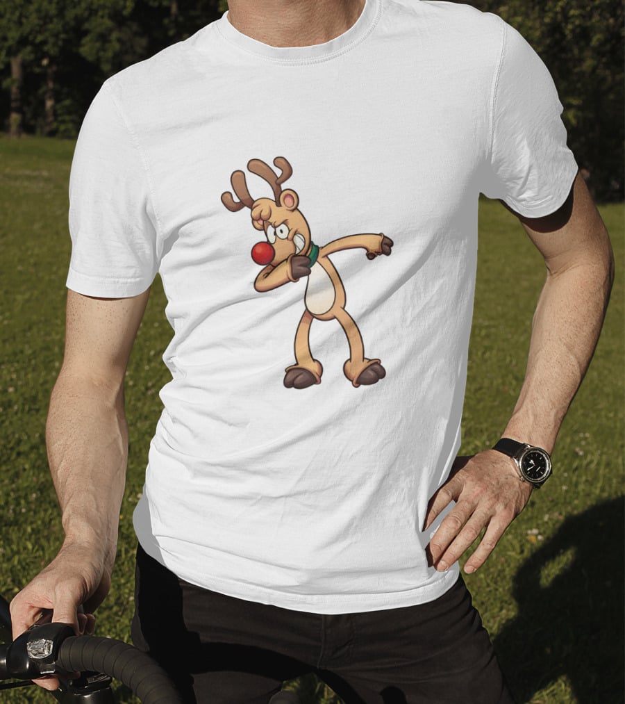 Rudolph Dabbing Reindeer Christmas Character With Red Nose T-Shirt