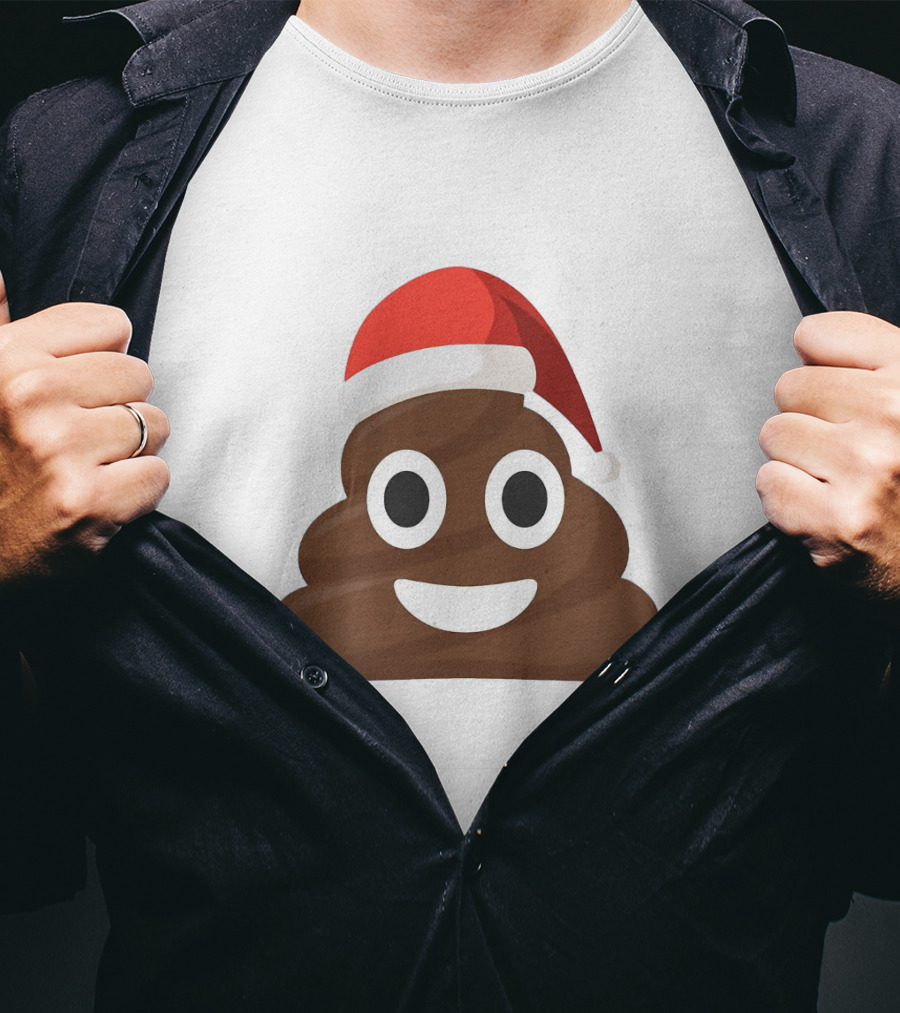Funny Santa Poopy Emoji Holiday Humor T-Shirt