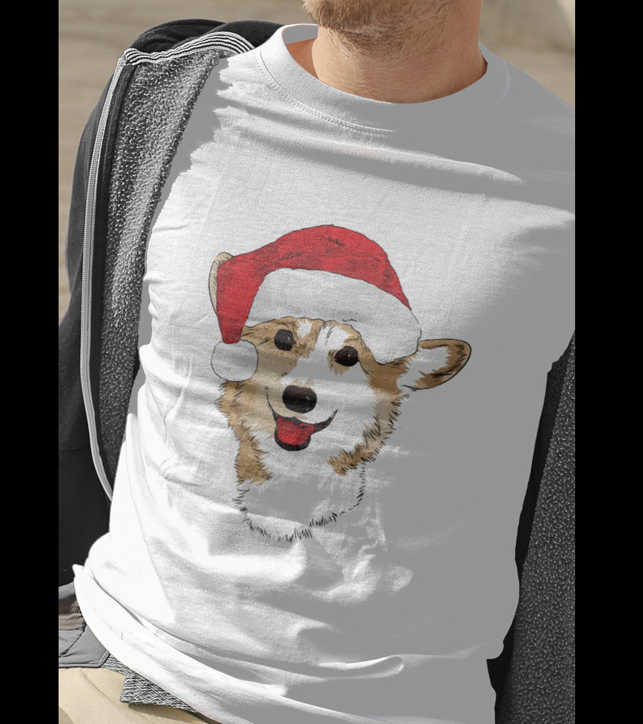 Ho Ho Happy Corgi Santa Hat Smiling Cuteness T-Shirt