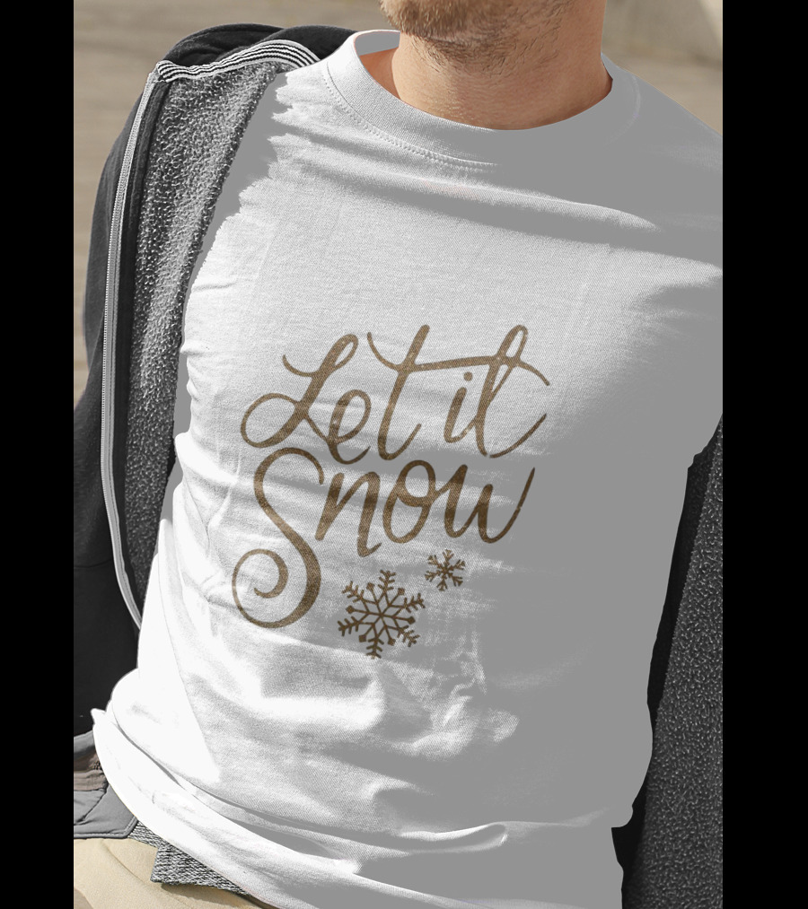 Let It Snow Whimsical Script With Snowflake Accents T-Shirt