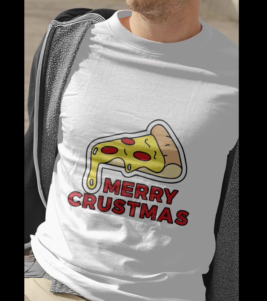 Merry Crustmas Pizza Slice Festive Holiday Play On Words T-Shirt