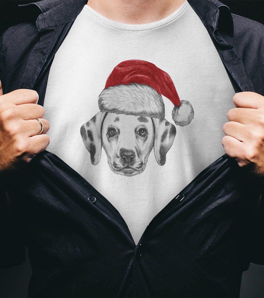 Santa Dog Adorable Holiday Canine Wearing Red Santa Hat T-Shirt