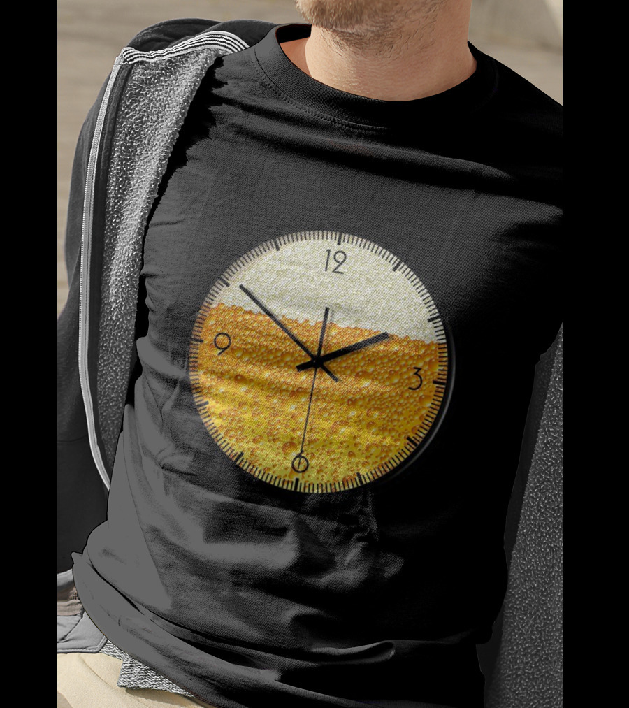 Beer Clock With Bubble Texture T-Shirt