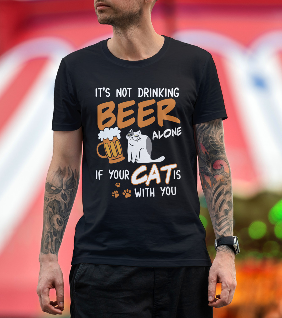 Drinking Beer With Your Cat Mug and Paw Prints T-Shirt