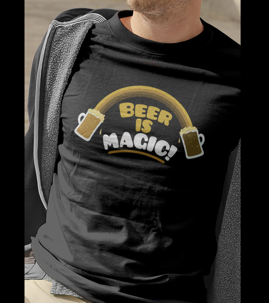 Beer Is Magic Rainbow With Beer Mugs T-Shirt