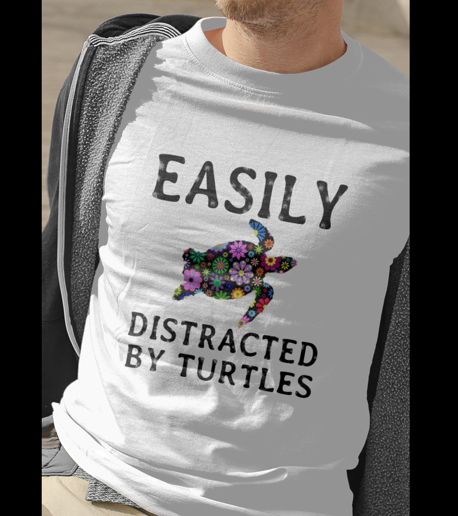 Easily Distracted By Turtles Floral T-Shirt