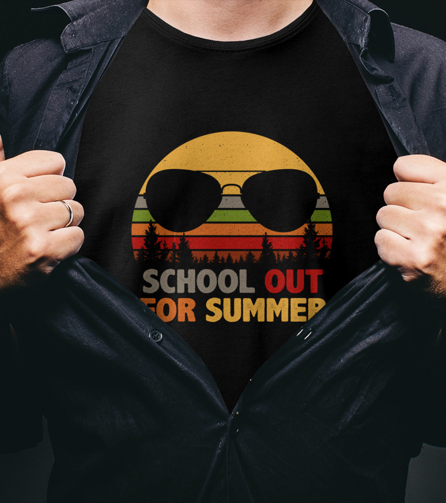 School Out For Summer Retro Sunglasses With Sunset T-Shirt