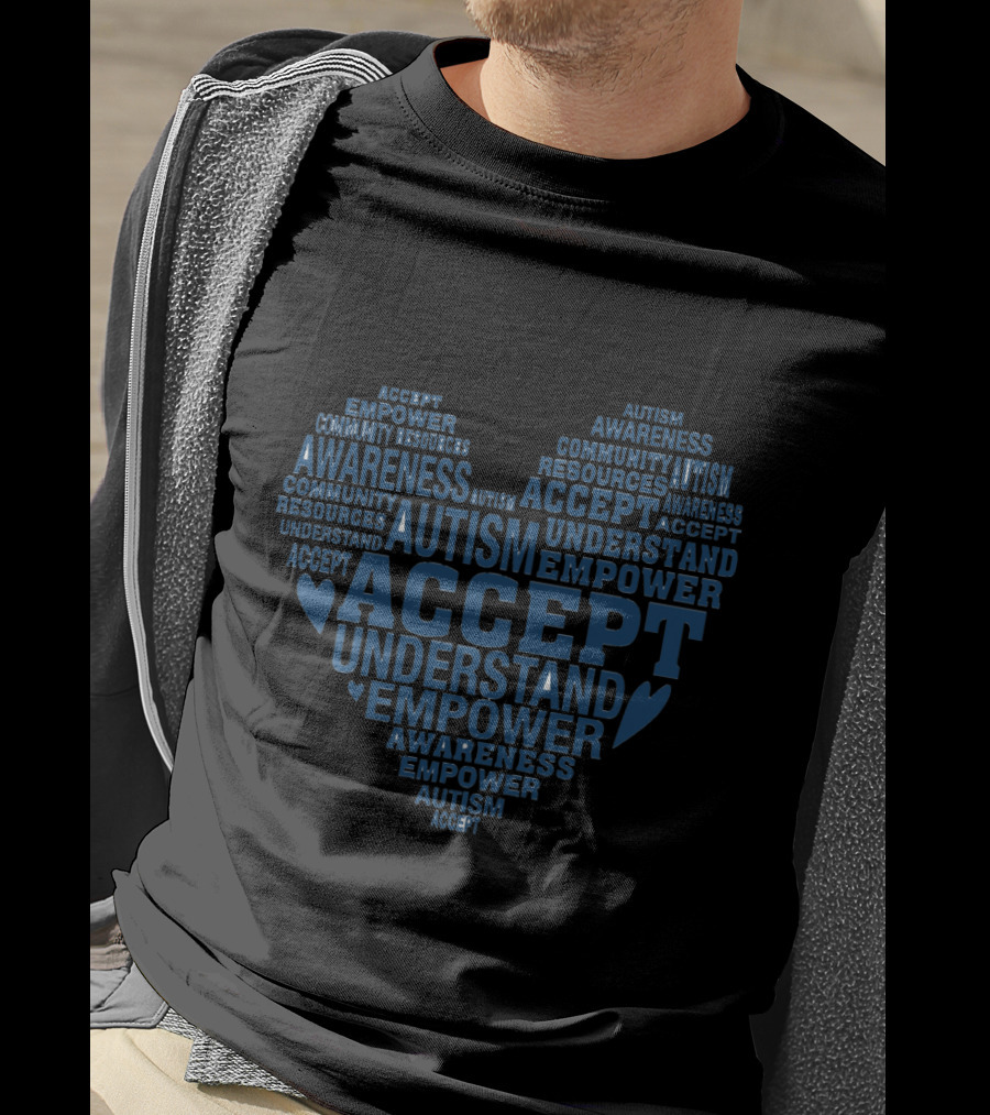 Accept Understand Empower Autism Awareness Month Heart T-Shirt