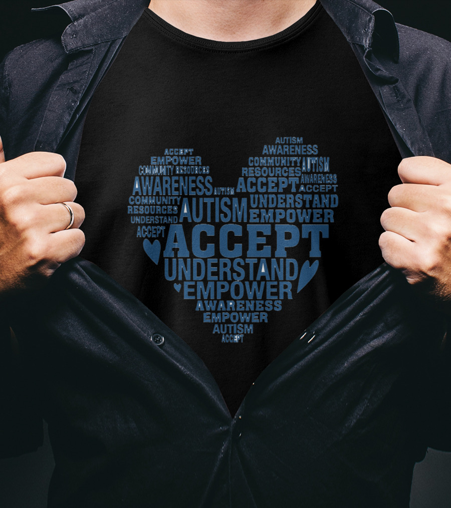 Accept Understand Empower Autism Awareness Month Heart T-Shirt