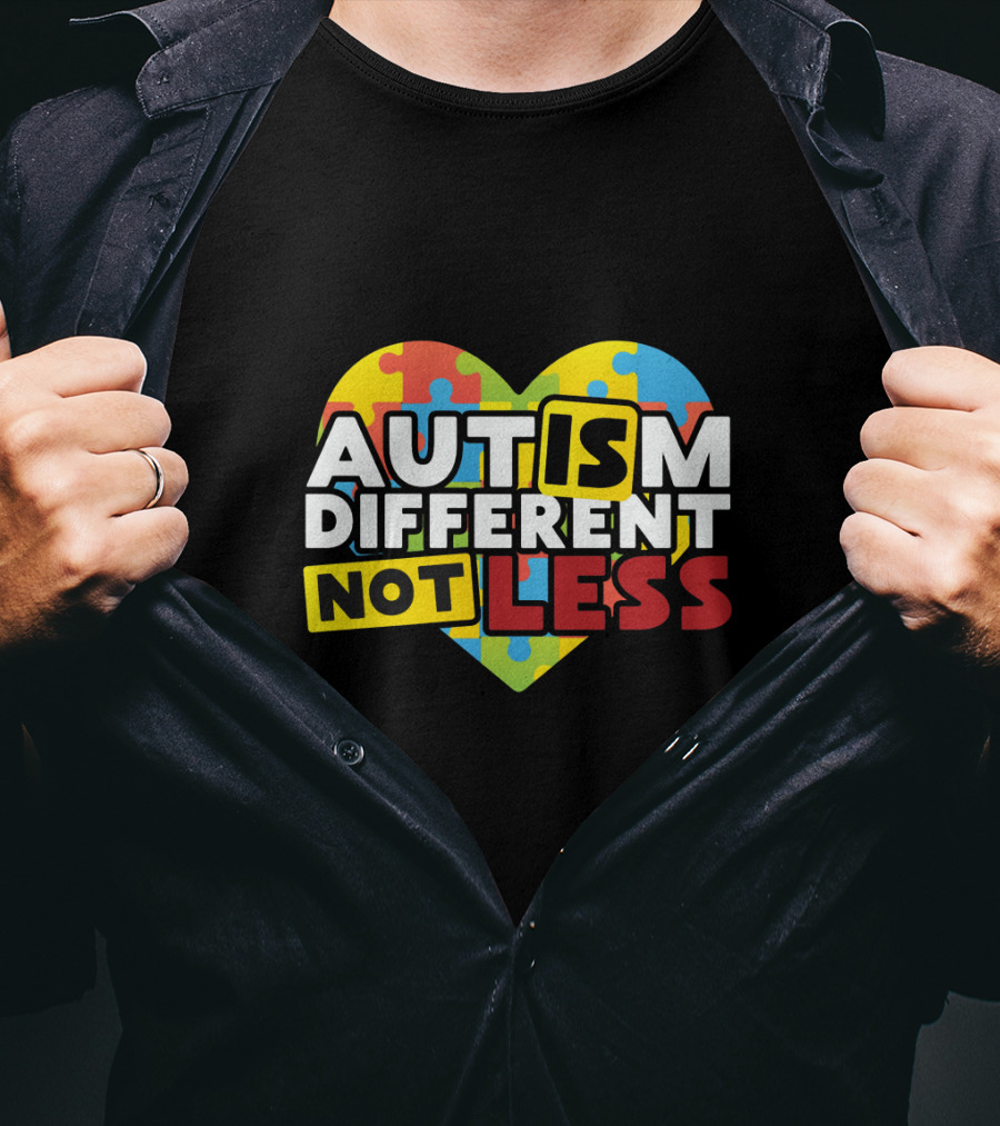 Autism Different Not Less Heart Puzzle T-Shirt