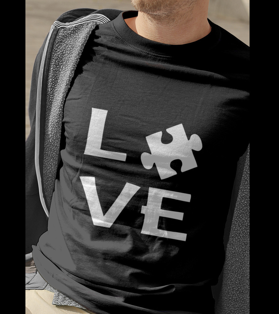 Autism Love Puzzle Piece Representation In Text T-Shirt