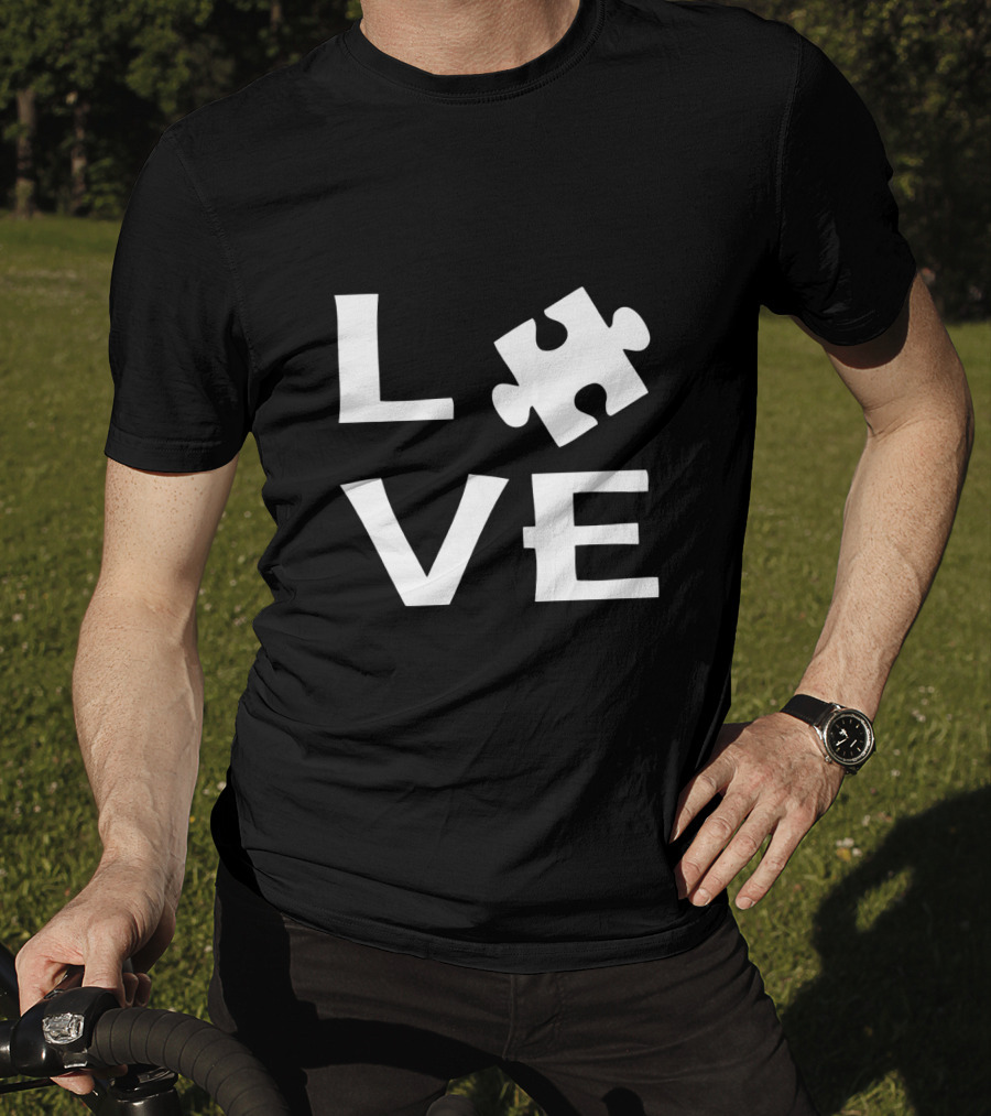 Autism Love Puzzle Piece Representation In Text T-Shirt