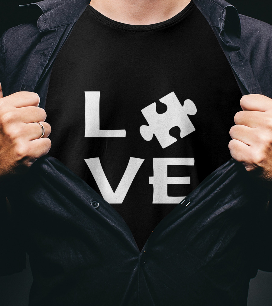 Autism Love Puzzle Piece Representation In Text T-Shirt