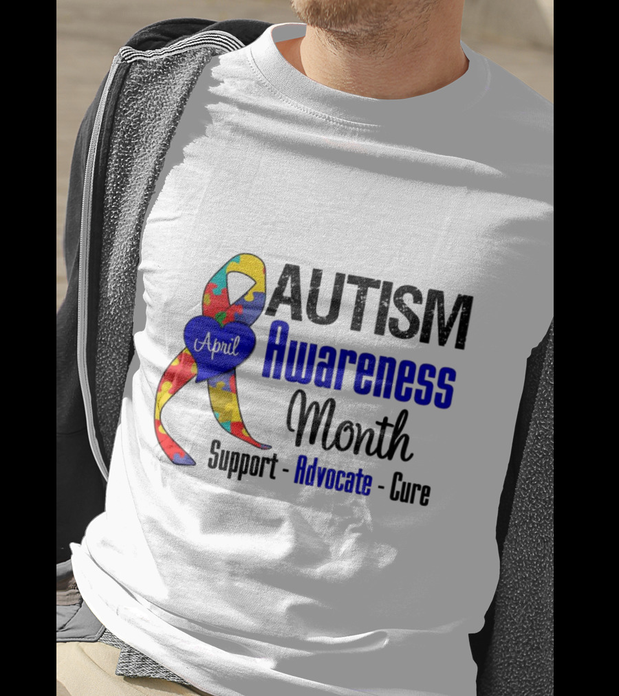 Autism Awareness Month April Support Advocate Cure Puzzle T-Shirt