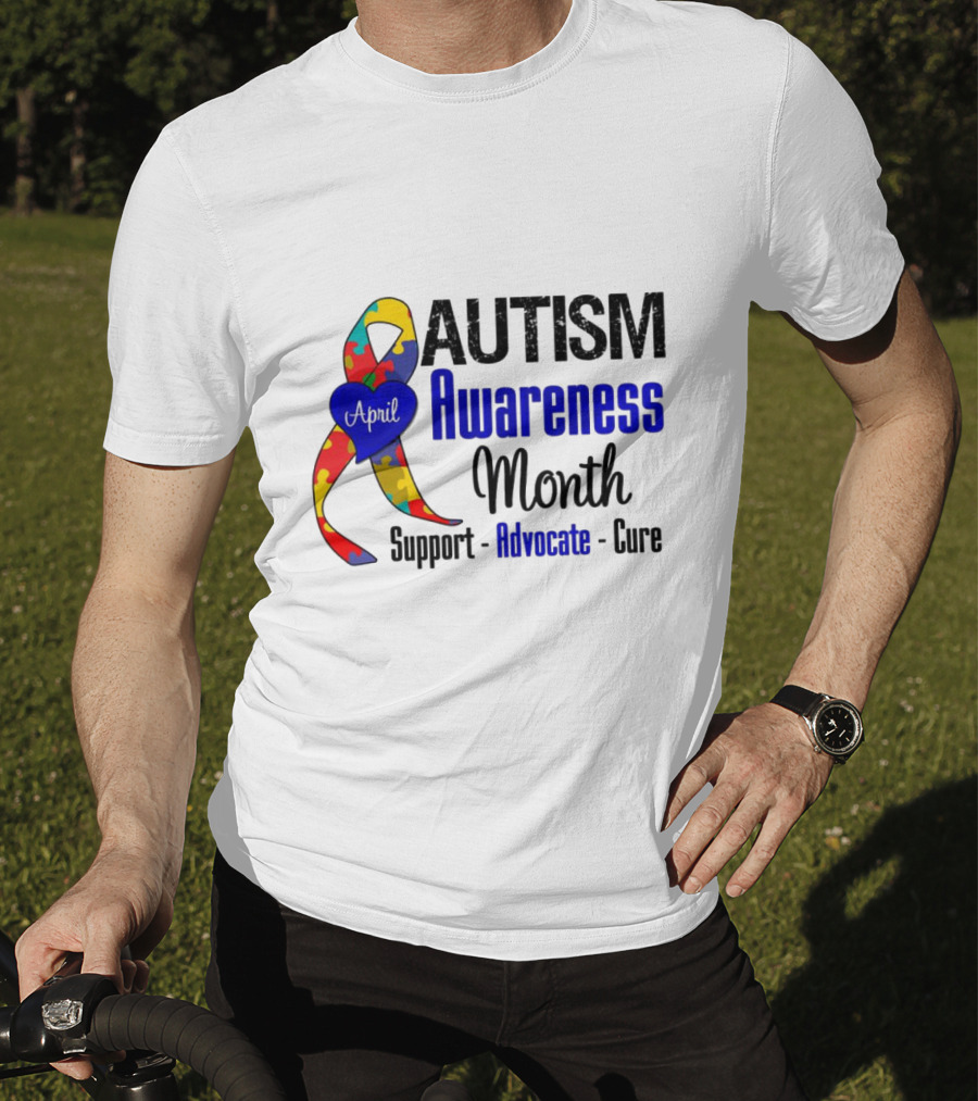 Autism Awareness Month April Support Advocate Cure Puzzle T-Shirt