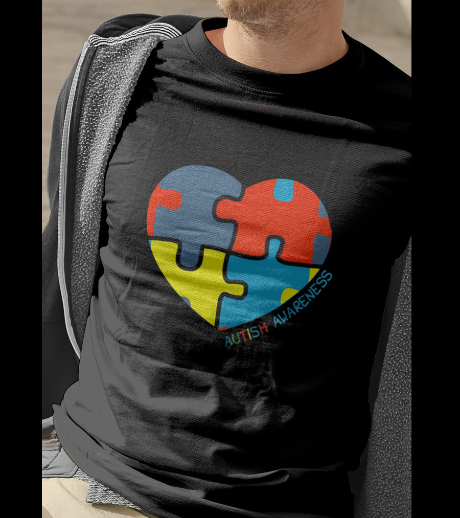 Autism Awareness Love Heart Puzzle Piece T-Shirt