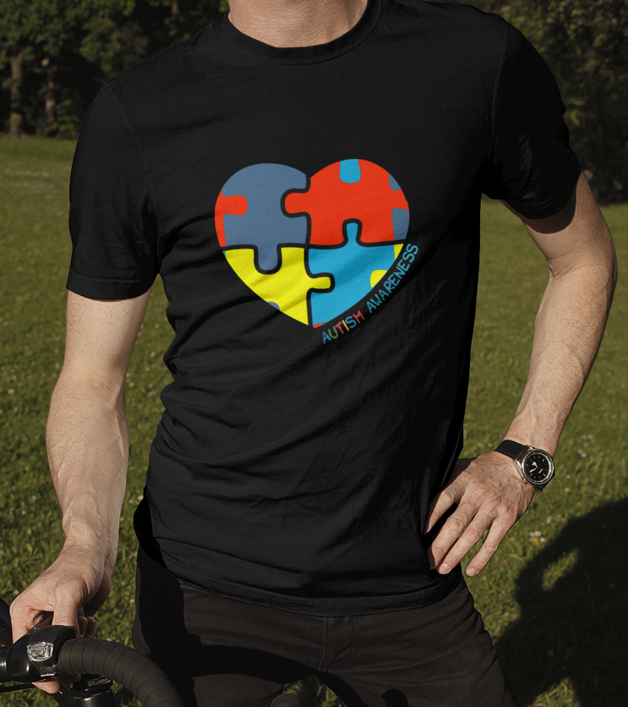 Autism Awareness Love Heart Puzzle Piece T-Shirt