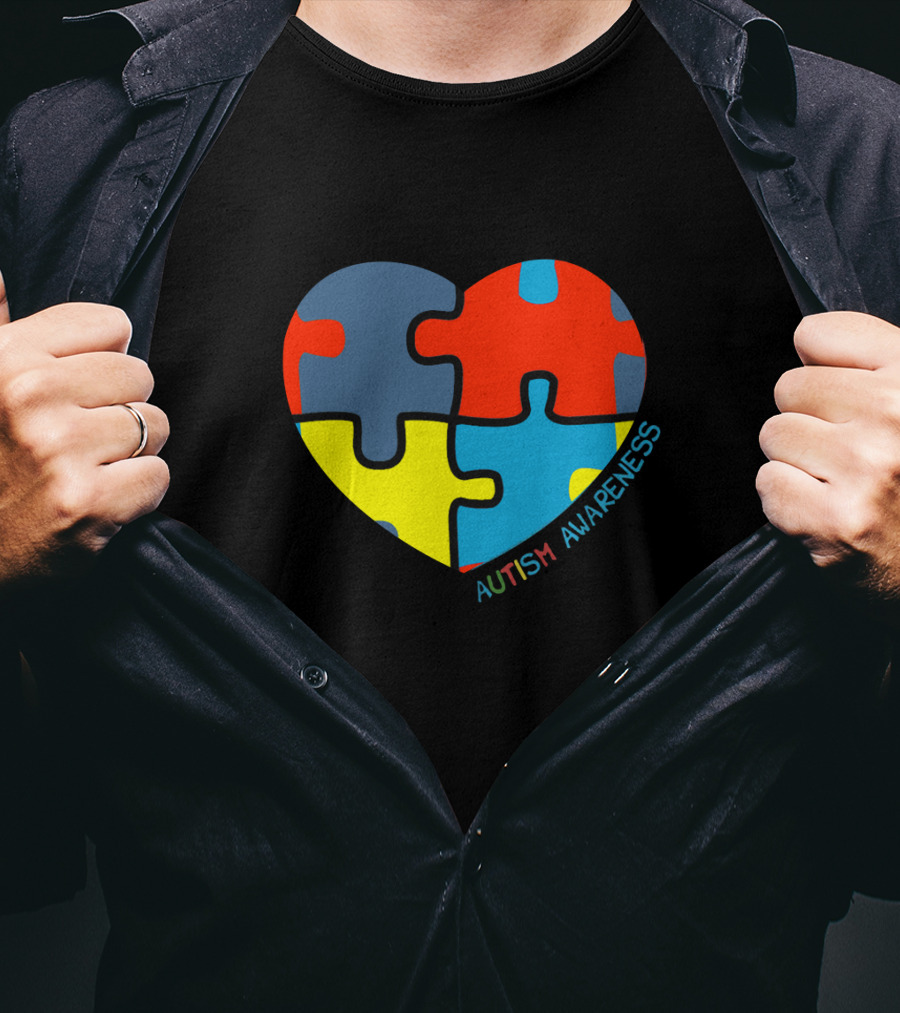 Autism Awareness Love Heart Puzzle Piece T-Shirt