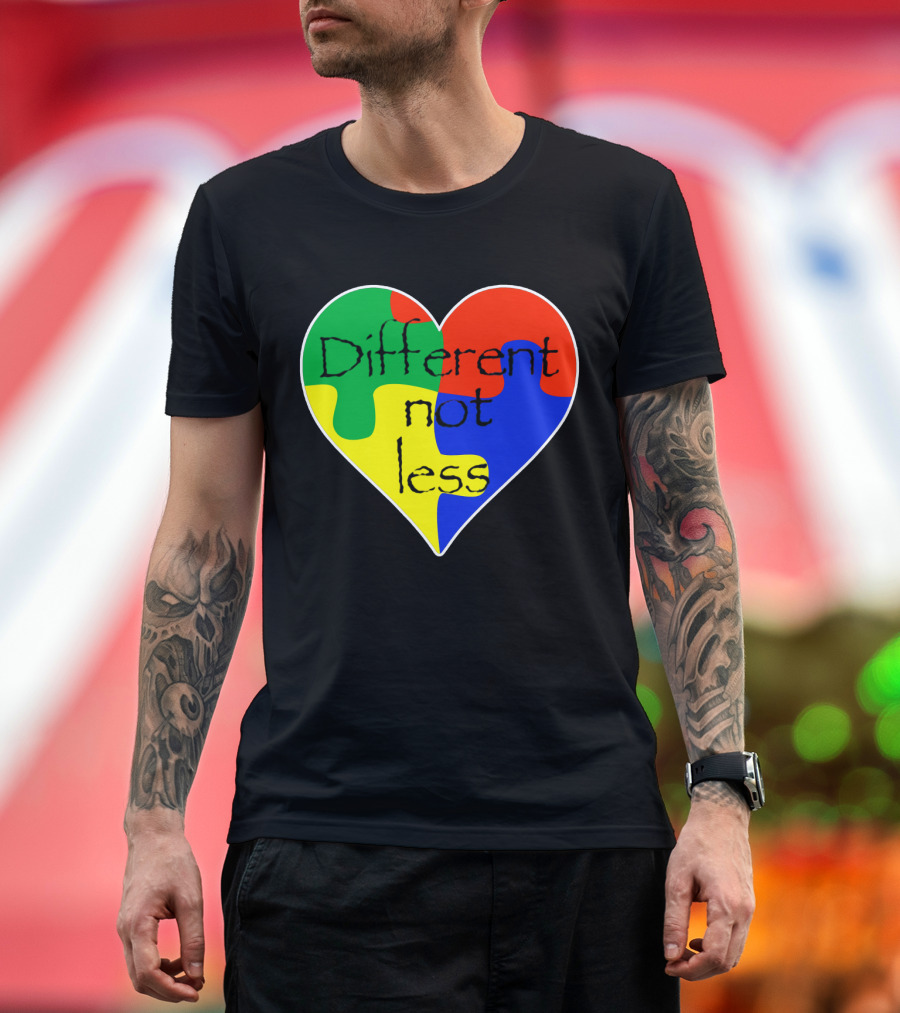 Different Not Less Heart Puzzle Autism Awareness T-Shirt