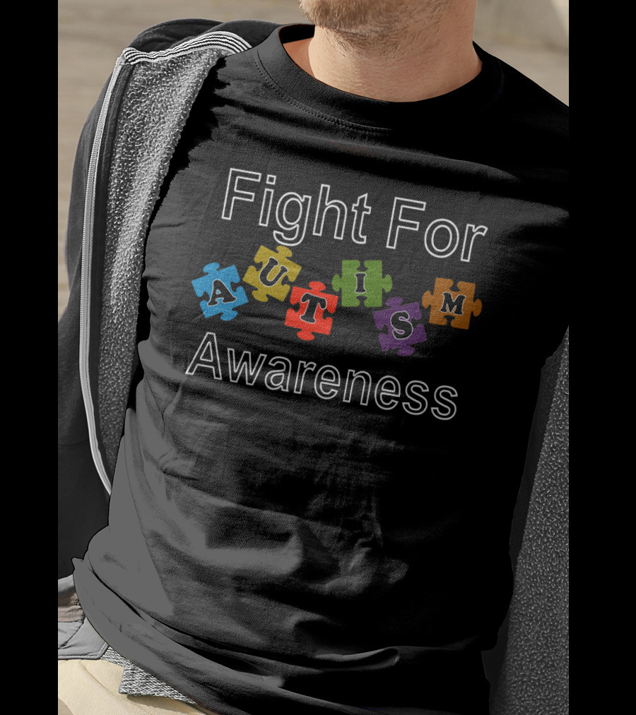 Fight For Autism Awareness Puzzle Pieces T-Shirt
