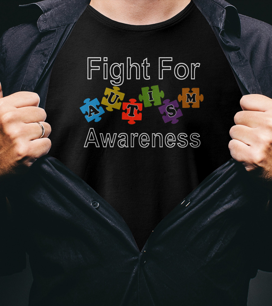 Fight For Autism Awareness Puzzle Pieces T-Shirt