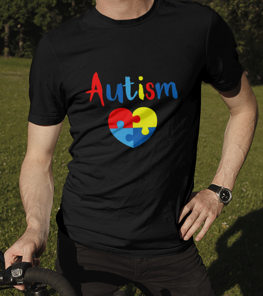 Autism Puzzle Heart Multicolor Design Awareness T-Shirt