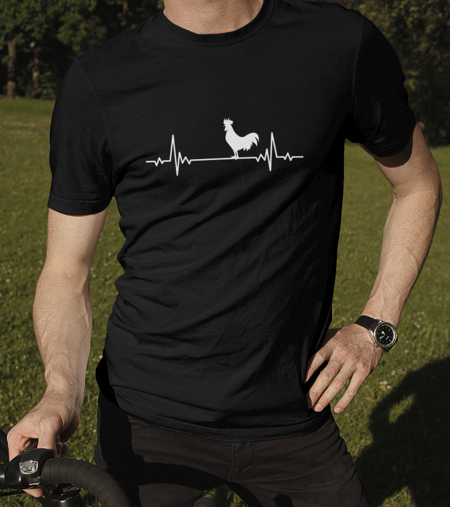 Rooster Heartbeat Pulse Line Chicken T-Shirt