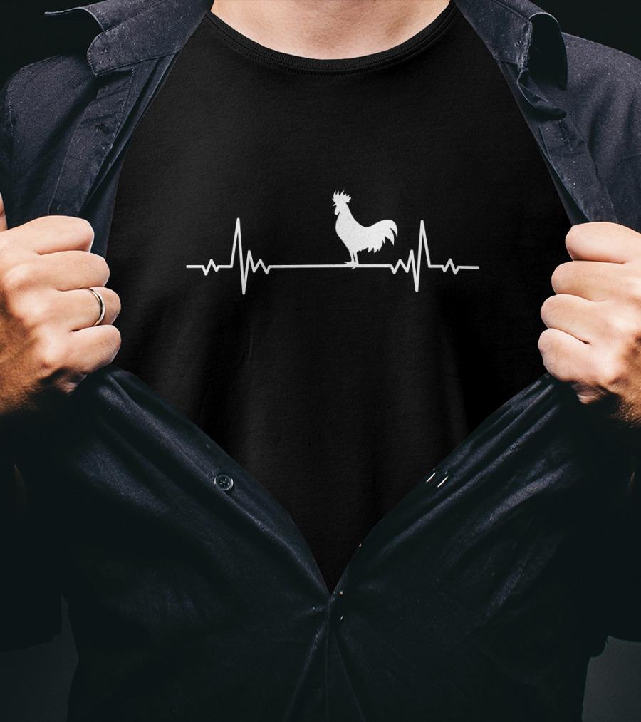 Rooster Heartbeat Pulse Line Chicken T-Shirt