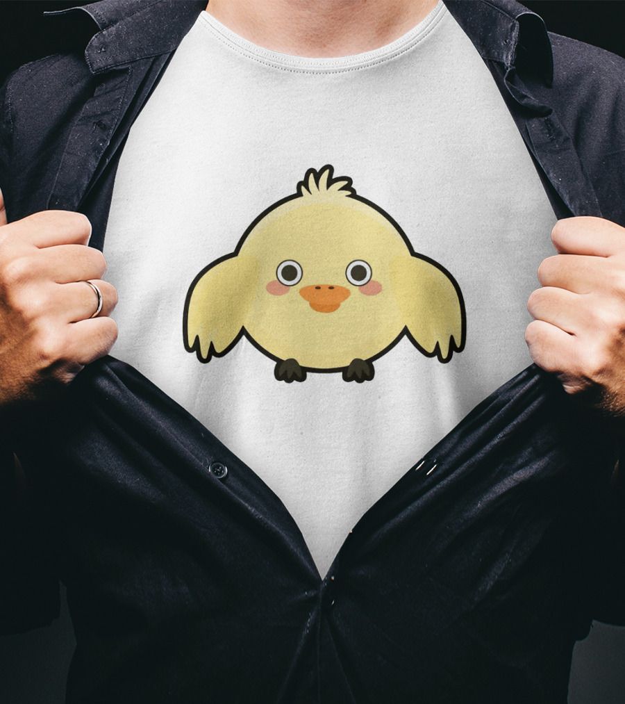 Kawaii Chick Cute Yellow Cartoon Chicken With Big Eyes And Blushy Cheeks T-Shirt